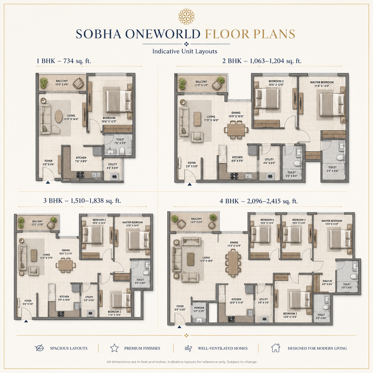 Sobha One World floor plan and area specifications